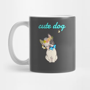 cute dog with pretty butterflies and flowers Mug